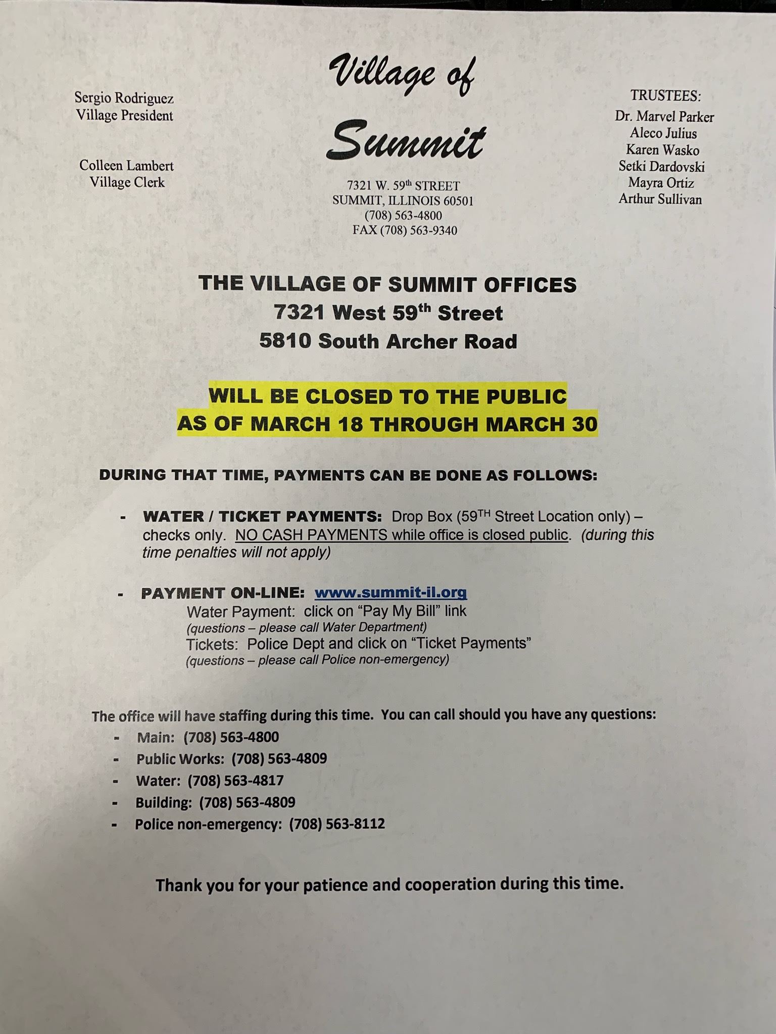 Village office closures